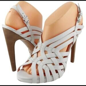 Via Spiga Womens  V Phoebe White LE Sandals Size 8  Preowned